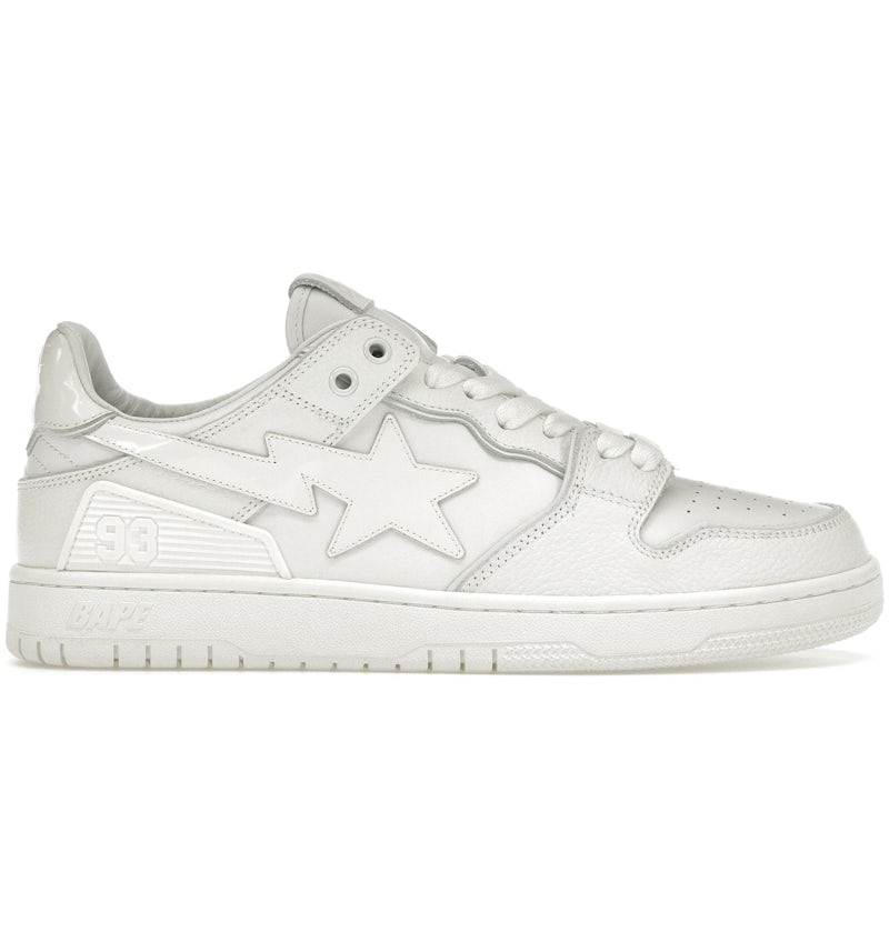 A Bathing Ape Bape SK8 Sta Triple White Patent Leather Sta Logo