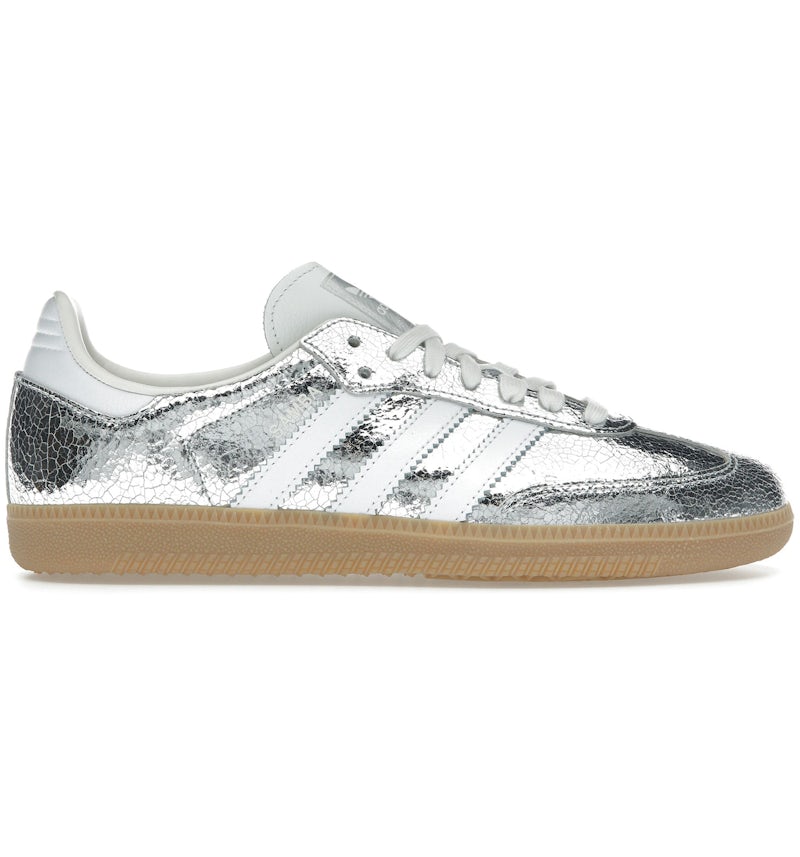 adidas Samba OG Silver Metallic Cracked Leather (Women's)