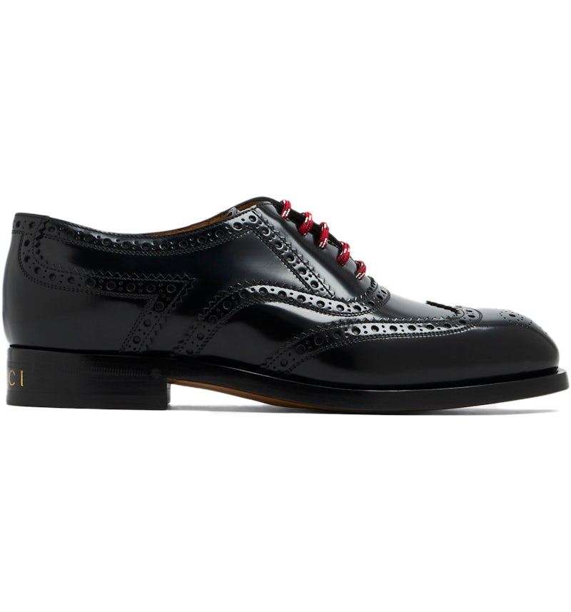 Gucci Lace Up Shoes Black Red