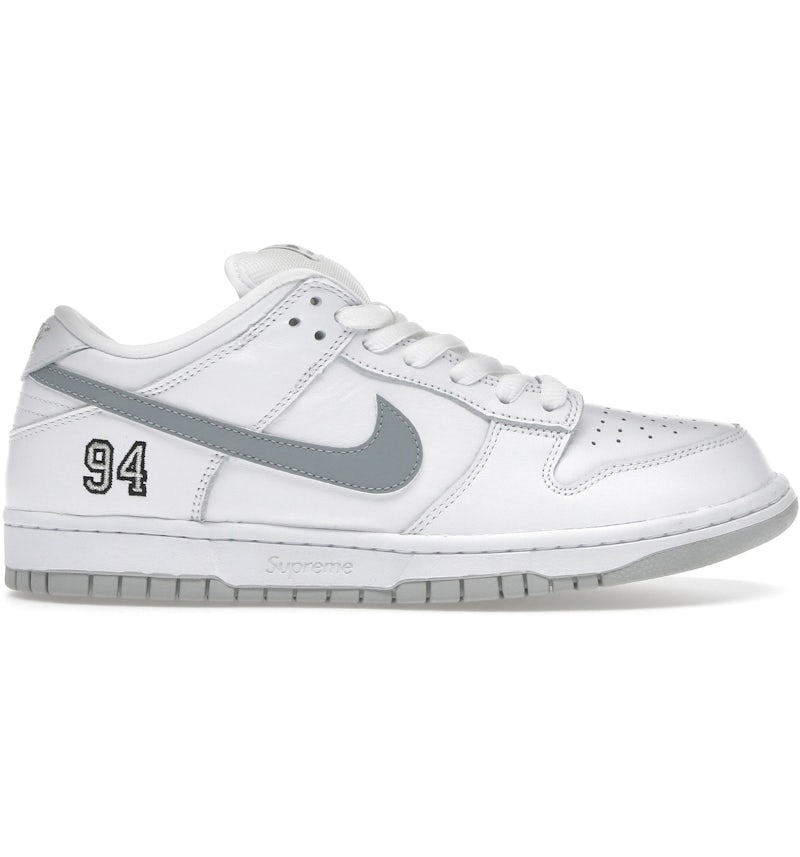 Nike SB Dunk Low Supreme 94 White Metallic Silver